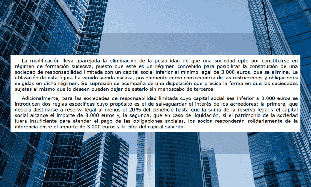 Explicacion de la ley crea y crece, que disminuye el capital mínimo para constituir una SL