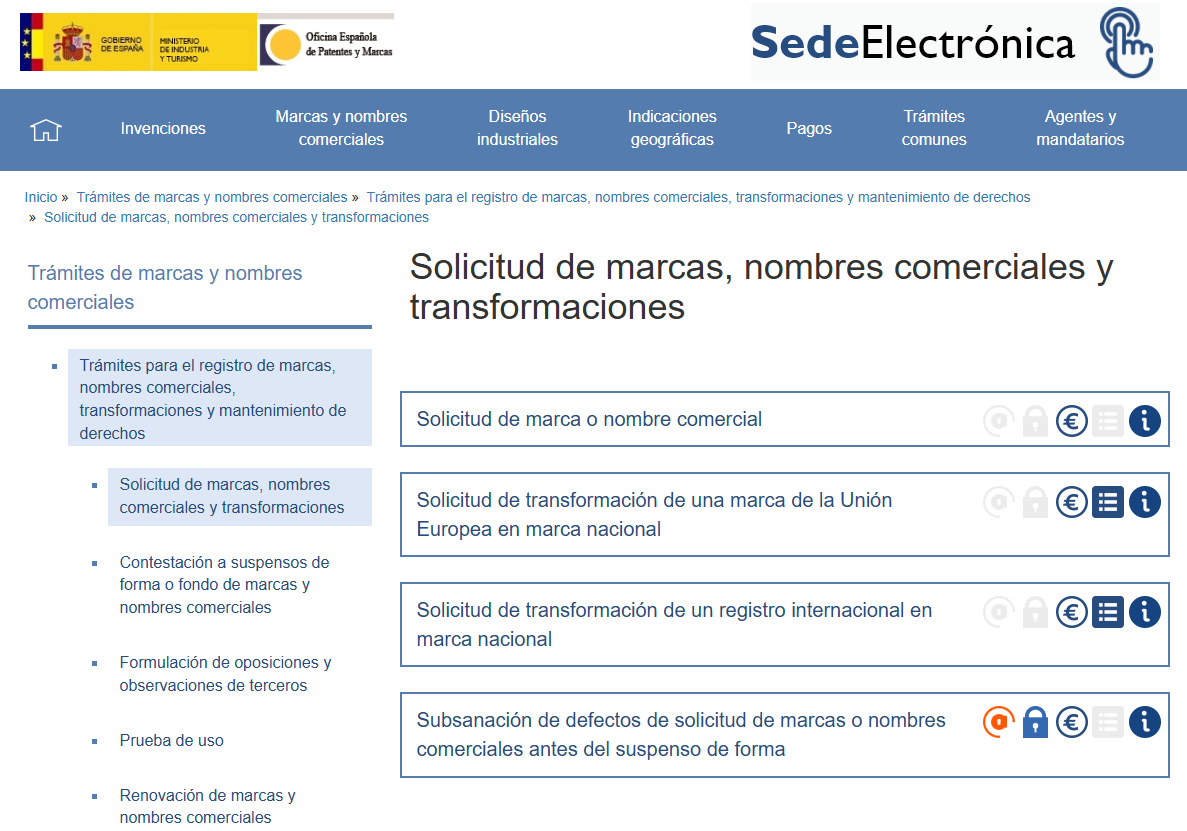 Solicitud del registro de marca en la sede del gobierno