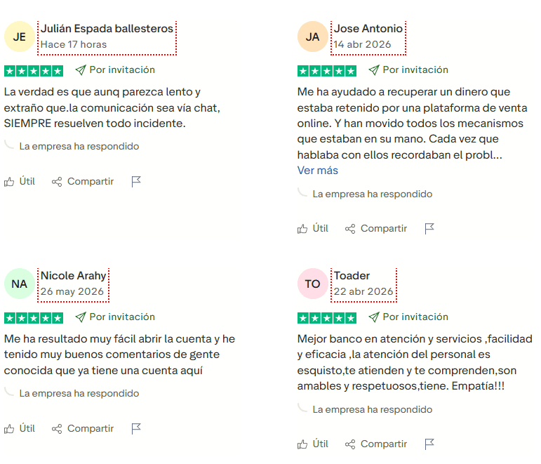 Opiniones sobre Vivid Money en la página de Trustpilot