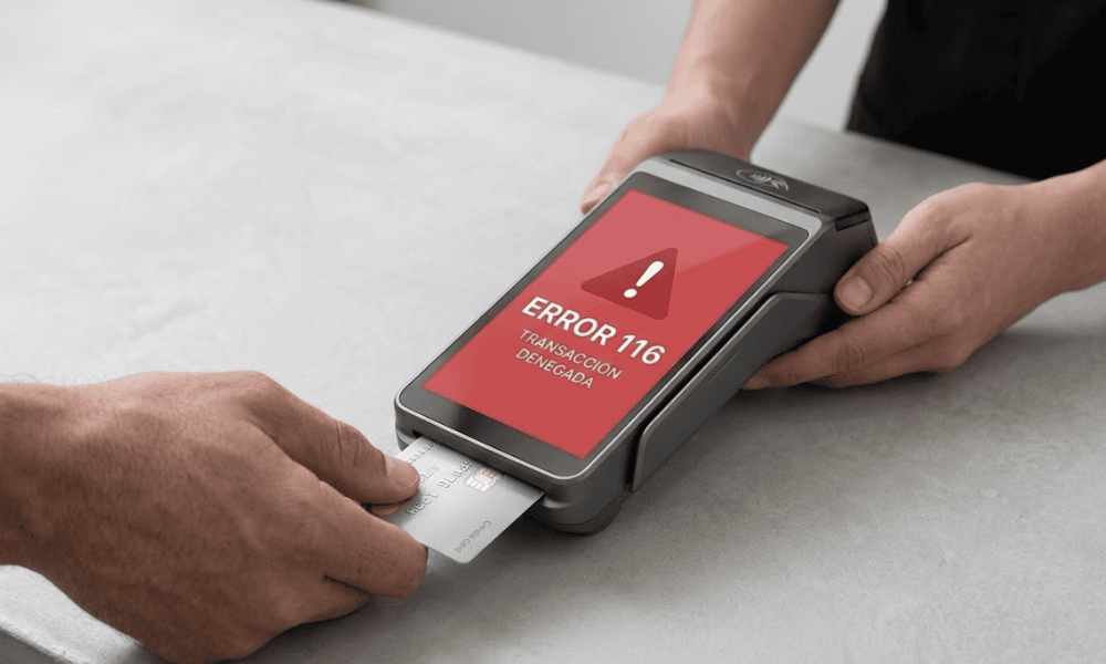 Error 116 en datáfono con tarjeta rechazada