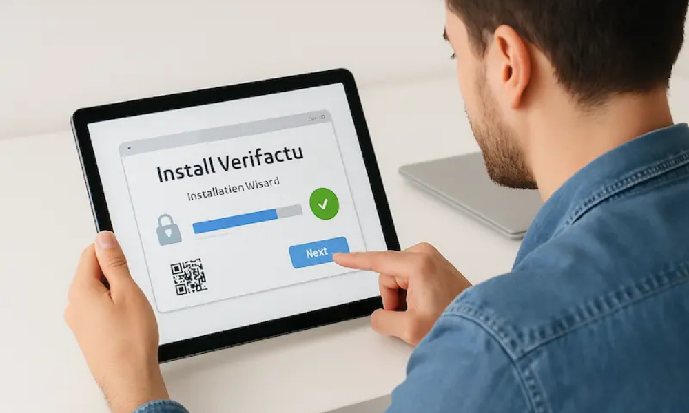 Instalación del sistema TPV Verifactu para emitir facturas seguras y verificables.
