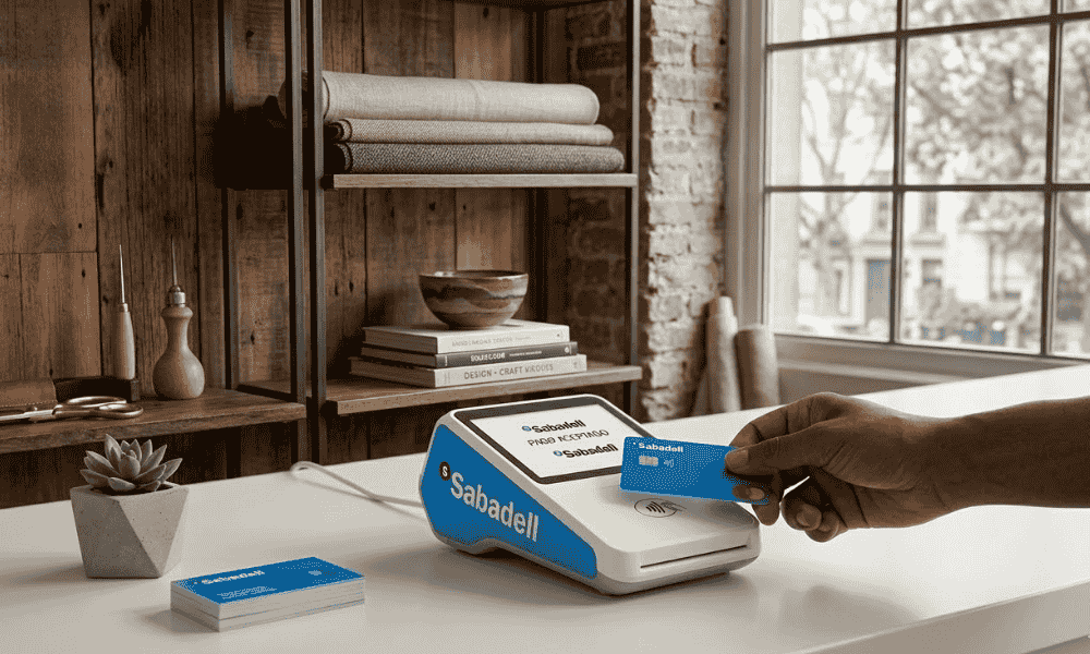 TPV de Sabadell realizando un pago con tarjeta