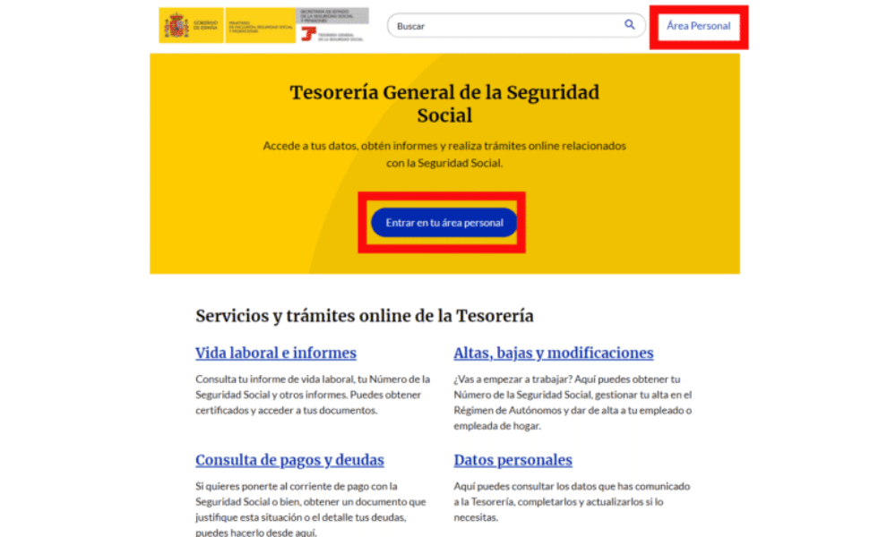Acceso al área personal de la Seguridad Social para autónomos