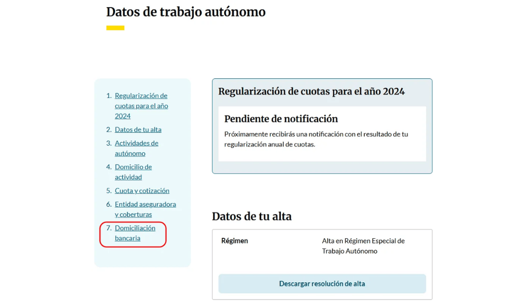 Cambiar domiciliación bancaria autónomos en la Seguridad Social