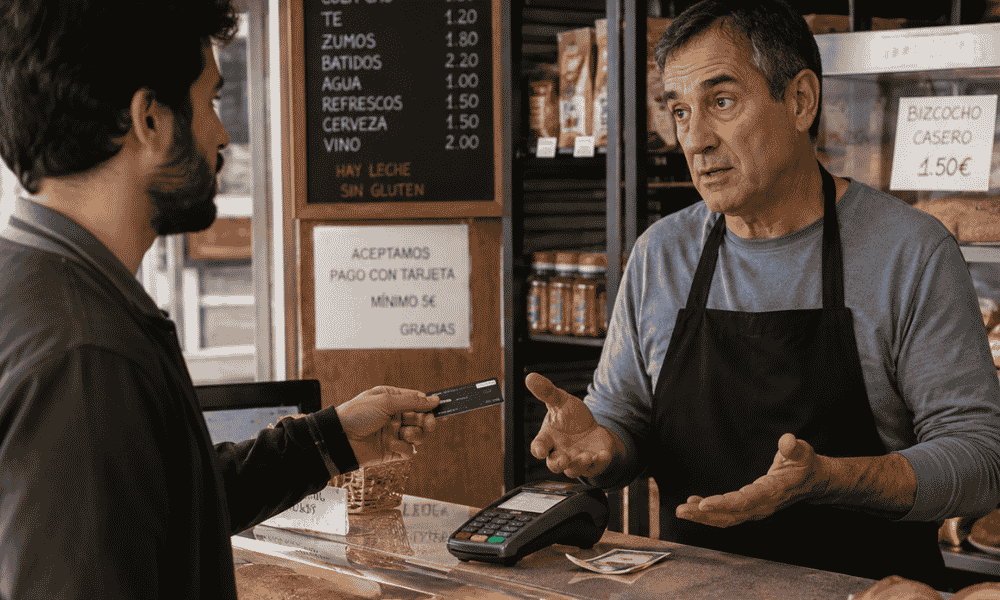 Cliente al que le exigen un importe mínimo para pagar con tarjeta
