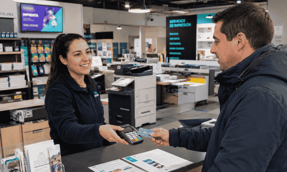 Software TPV para copistería realizando un cobro con tarjeta