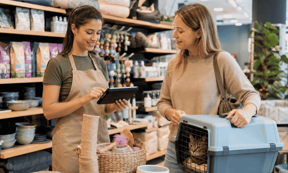 TPV para tienda de mascotas gestionando ventas y atención al cliente