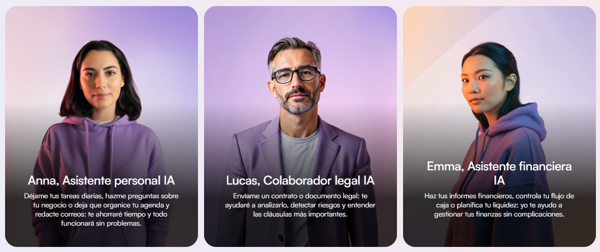Empleados digitales de IA de Vivid Business para asistencia personal, legal y financiera.