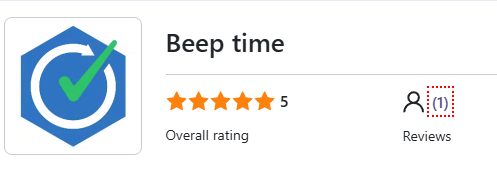 Valoración de Beeptime de 5 sobre 5 basada en una reseña.