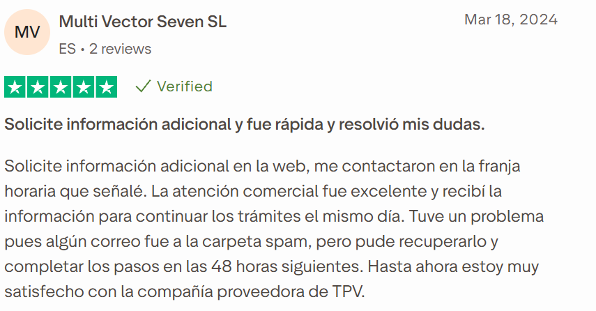 Valoración en Trustpilot de Global Payments