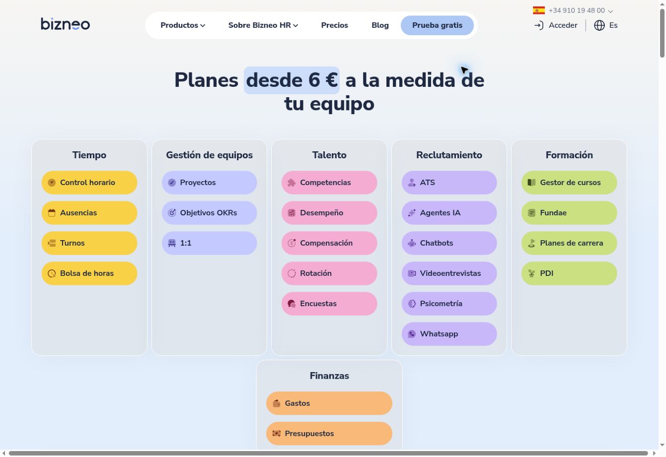 Precios de Bizneo HR desde 6 € con control horario